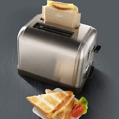 Non Stick Toaster Bags Reusable and Heat Resistant Easy to Clean,Perfect for Grilled Cheese Sandwiches (4) in Saudi Arabia