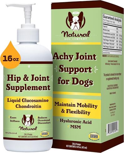 Natural Dog Company Healthy Joints, Skin and Coat Bundle for Dogs, Includes (1) 16 oz Bottle Skin and Coat Oil, (1) 16 oz Bottle Liquid Glucosamine, Food Topper, Dog's Fish Oil Supplement in Saudi Arabia