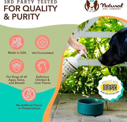 Natural Dog Company Healthy Joints, Skin and Coat Bundle for Dogs, Includes (1) 16 oz Bottle Skin and Coat Oil, (1) 16 oz Bottle Liquid Glucosamine, Food Topper, Dog's Fish Oil Supplement in Saudi Arabia