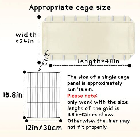 Guinea Pig Cage Canvas Bottom for for Guinea Pig cage 48 * 24inch C&C Cage Panel Waterproof Washable Cage Liners Small Animal Cage Bedding（not cage in Saudi Arabia