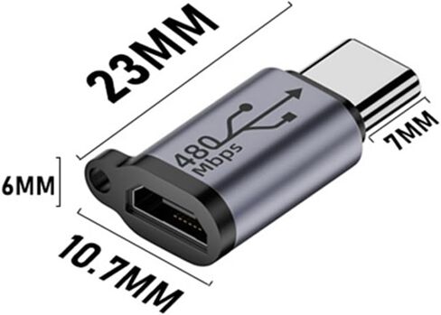 2 Pack Type-C Male to Micro USB Female Adapter，Micro USB to USB C Adapter 9v 2A Fast Charging， Supports 480Mbps Data Transfer Speed (Type-C Male to Micro USB Female) in Kuwait
