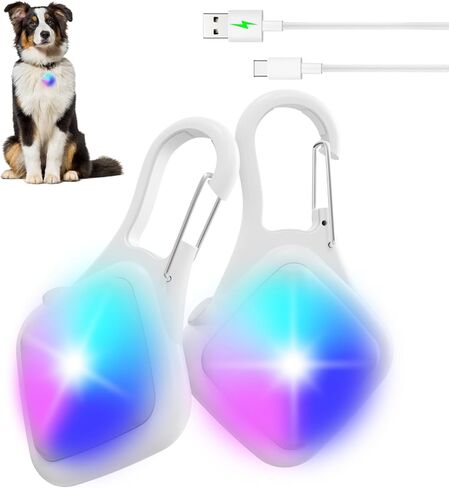 ضوء طوق الكلب 4 أوضاع أضواء RGB لطوق الكلب عالي السعة USB قابل للشحن ضوء الكلب مقاوم للماء أضواء الكلب للمشي الليلي والتسلق والدراجة والجري (أبيض) in Saudi Arabia