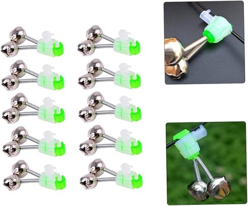 10 PCS Silver Fishing Rod Bells Double Bell 1.89 Inch Green Galvanized Fish Bite Alarm Portable Reusable Bite Indicator for Night Fishing Bite Indicators in Saudi Arabia