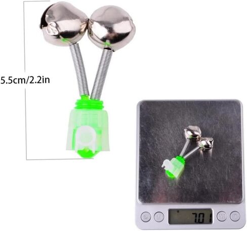 10 PCS Silver Fishing Rod Bells Double Bell 1.89 Inch Green Galvanized Fish Bite Alarm Portable Reusable Bite Indicator for Night Fishing Bite Indicators in Saudi Arabia