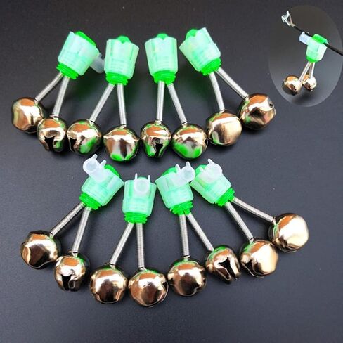 10 PCS Silver Fishing Rod Bells Double Bell 1.89 Inch Green Galvanized Fish Bite Alarm Portable Reusable Bite Indicator for Night Fishing Bite Indicators in Saudi Arabia