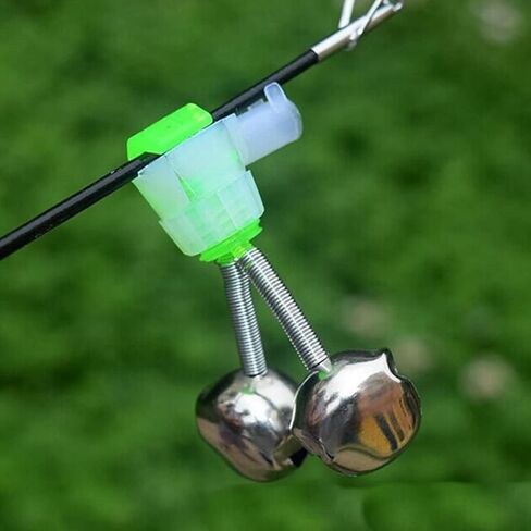 10 PCS Silver Fishing Rod Bells Double Bell 1.89 Inch Green Galvanized Fish Bite Alarm Portable Reusable Bite Indicator for Night Fishing Bite Indicators in Saudi Arabia