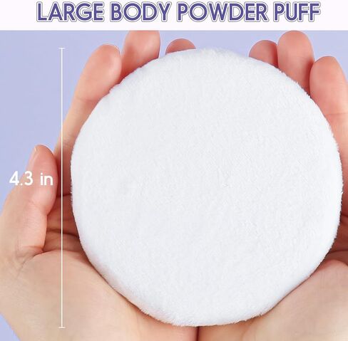 Large Loose Powder Puff, 4.13 Inch Powder Puff for Body Powder, Ultra Soft Velour Body Puff with Ribbon, 2pcs, White, Round in Saudi Arabia