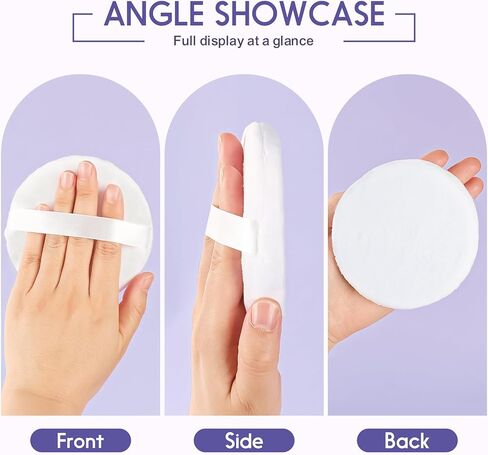 Large Loose Powder Puff, 4.13 Inch Powder Puff for Body Powder, Ultra Soft Velour Body Puff with Ribbon, 2pcs, White, Round in Saudi Arabia