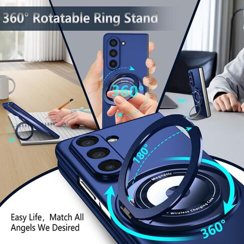 Compatible with Samsung Galaxy Z Fold 5,Magnetic Stand Ring Holder Shockproof Slim Cell Cover Protective,Phone Cover Case for Samsung Galaxy Z Fold 5 (Blue) in Saudi Arabia