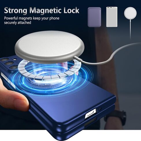 Compatible with Samsung Galaxy Z Fold 5,Magnetic Stand Ring Holder Shockproof Slim Cell Cover Protective,Phone Cover Case for Samsung Galaxy Z Fold 5 (Blue) in Saudi Arabia