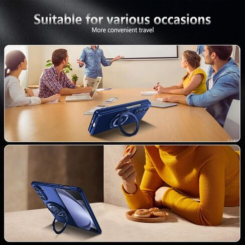 Compatible with Samsung Galaxy Z Fold 5,Magnetic Stand Ring Holder Shockproof Slim Cell Cover Protective,Phone Cover Case for Samsung Galaxy Z Fold 5 (Blue) in Saudi Arabia