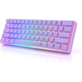 لوحة مفاتيح ميكانيكية للألعاب GK61 - 61 مفتاحًا متعددة الألوان RGB إضاءة خلفية LED بسلك قابل للبرمجة لجهاز الكمبيوتر / ماك جيمر (غاتيرون بصري أحمر، أبيض) in Kuwait