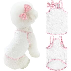 Dog Summer Clothes Puppy Heart Vest Shirt Breathable Pet Sleeveless Tank Top for Small Medium Dog Cat (White, Small)