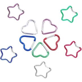10Pcs Star Keychain, Heart Keychain Clip, Heart Star Carabiner Clip Set Cute Alloy Key Ring Perfect for Backpacks, Water Bottles, Keychains 5 Colors