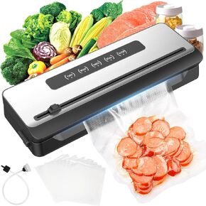 Vacuum Sealer Machine, Fast-Compact Food Sealer with Bags Storage, Build-in Cutter, Ideal for Sous Vide and Airtight Food Storage, Dry&Moist Modes (Silver)