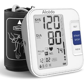 Alcedo Blood Pressure Monitor for Home Use, Automatic Digital BP Machine with Large Cuff for Upper Arm, Large Backlit Screen, Talking Function, 2x120 Reading Memory