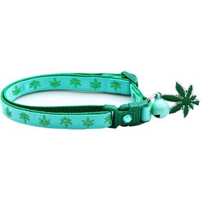 Marijuana Weed Cat Collar with Bell & Charm | Safety Breakaway Collar | Adjustable Large Size or Kitten Collar… (Purple, Small(10lbs & Less))