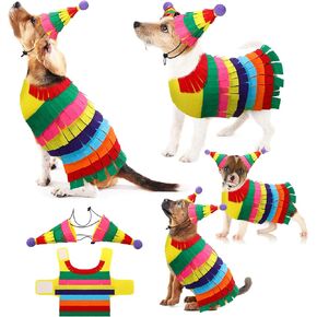 Halloween Piñata Dog Costume Dog Christmas Cosplay Outfits Cute Clothes Adjustable Dress up Apparel Accessories for Small Medium Large Dogs(M, 8.8-19 LB)