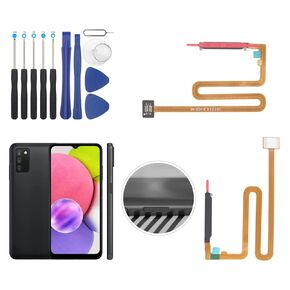 Fingerprint Sensor Flex Cable Replacement for Samsung Galaxy A03s A037U Power On Off Button Flex Cable with Tools(Only for A037U)