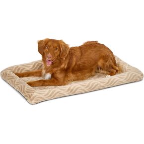 MidWest Homes For Pets QuiteTime Deluxe Wave Bolster Bed for Intermediate Dogs; Easily Machine Wash and Dry; Tan; 36"; 40236-WVTN