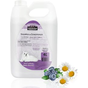 Alpha Dog Series Bright White Grooming Natural Dog Shampoo and Conditioner with Aloe Vera, pH Balanced Shampoo for Dogs, Tear-Free, Moisturizing Dog Shampoo for Sensitive Skin - (1 Gallon)