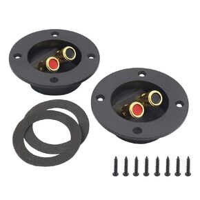2PCS Round Audio Junction Box with Washers and Screws 75mm OD Double Binding Spring Loaded Jack Speaker Box Junction Cup for Push Fit Car Subwoofers