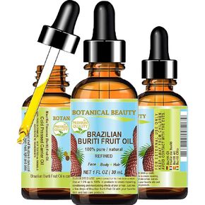Brazilian BURITI FRUIT OIL 100% Pure/Natural/Cold Pressed Carrier Oil/Undiluted. For Face, Body, Hair, Lip and Nail Care. 1 fl.oz-30 ml.