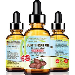 Brazilian BURITI FRUIT OIL 100% Pure/Natural/Cold Pressed Carrier Oil/Undiluted. For Face, Body, Hair, Lip and Nail Care. 1 fl.oz-30 ml.