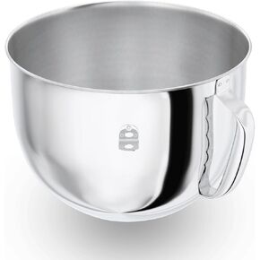 7QT Stainless Steel Mixer Bowl for Kitchenaid Stand Mixers, Kitchen Aid Mixing Replacement Bowl for 7QT Lift Mixer with Handle, Dishwasher safe.