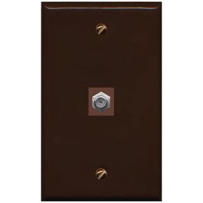 RiteAV 1 Port Coax Cable TV F-Type Wall Plate - Flat [Brown/Brown]