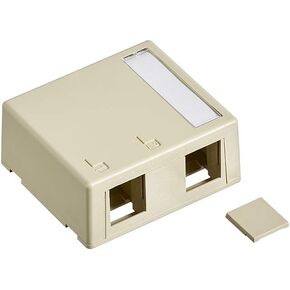 Leviton 41089-2IP QuickPort Surface Mount Housing, 2-Port, Ivory, Includes 1 Blank QuickPort Insert