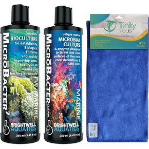 MicroBacter7 Conditioner and MicroBacter Clean 250ML including Trinity Treats Microfiber Cleaning Cloth(MicroBacter7 Water Conditioner for Aquarium Tanks, MicroBacter Fish Tank Cleaner)