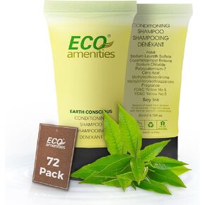 Eco Amenities Travel Size Conditioning Shampoo - 72 Pack, 1 oz Small Tubes with Flip Caps, Green Tea Scent, Bulk Case of Trial Size Toiletries, Individually Packaged Hair Care Samples, Mini 2-in-1 Shampoo & Conditioner Bottles for Guests of Airbnbs, BNBs,