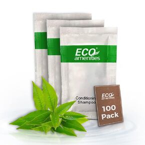 Eco Amenities Travel Size Conditioning Shampoo - 72 Pack, 1 oz Small Tubes with Flip Caps, Green Tea Scent, Bulk Case of Trial Size Toiletries, Individually Packaged Hair Care Samples, Mini 2-in-1 Shampoo & Conditioner Bottles for Guests of Airbnbs, BNBs,