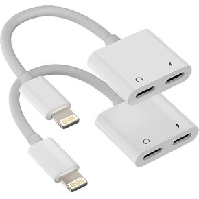2pack,Compatible for iPhone Headphone Adapter Double Compatible with Lightning Port to Audio Jack and Charger Earphone Charging Splitter 11 12Mini pro xs xr 7 8 for ipad Connector Converter