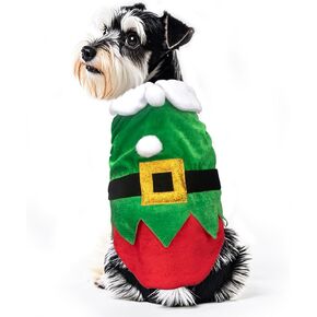 Christmas Pet Costume Christmas Elf Dog Costume Clothes Funny Cosplay Puppy Cat Xmas Costume Outfit Winter Hoodie Coat Clothes Apparel for Dogs Pet Christmas Party Supplies (S)