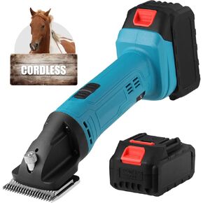 Cordless Electric Professional Horse Clippers,Horse Clippers with 2 PCS Rechargeable Lithium Battery,6 Speeds Heavy Duty Animal Grooming Clippers for Thick Coat
