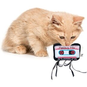 Meowsical Catnip Cassette Tape Cat Toy – Interactive Catnip-Filled Plush for Indoor Cats – Nostalgic Play & Chew Toy – Made in USA