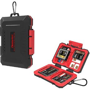 25 Slots Micro SD Card Holder Small for 10 TF 8 SD 5 CF-A Cards,Memory Card Case,SD Card Organizer,Photography Accessories,Waterproof Anti-Shock,CF-B*2 or XQD*2,TF Holders Organizer Storage