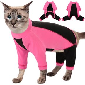 SUNFURA Sticky Hair Cat Clothes, Cat Sweater Sphynx Hairless Cat Pajamas for Cats Only, 4-Legged Fleece Sweaters for Cats Extra Small Dogs, Warm Kitten Clothing Pullover Prevent Lost Hair, Green L