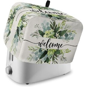 2 Slice Toaster Cover, Bread Machine Cover Retro Turquoise Flowers Butterfly Dragonfly Country Style Kitchen Appliance Dust Cover Top Handle Fingerprint Protection Lightweight Kitchen Toaster Cover