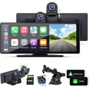 [2024 Upgrade] Apple Carplay Screen for Car&Android Auto Screen with 2.5K Dash Cam,Backup Camera,Portable 9.3" HD IPS Screen for Car,GPS Navigation,Bluetooth,AirPlay,AUX/FM for All Vehicles