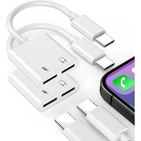 Dual USB C Headphone Adapter for iPhone 16 15,[Apple MFi Certified] 2Pack Type C Audio Headphone and Charger Splitter Adapter Compatible with iPhone 16 Pro Max/15/Plus/Pro,for Galaxy,iPad,Laptop