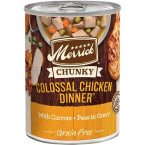 Merrick Chunky Grain Free Wet Dog Food, Colossal Chicken Dinner Canned Dog Food - (12) 12.7 oz. Cans