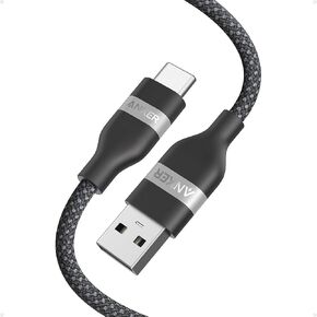 Anker USB 2.0 Cable, Upcycled Braided USB to USB-C Cord, USB A to USB C Charging Cord for iPhone 16/15 Series, MacBook Pro, Samsung Note20, iPad Air, and More (3ft)