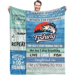 Fishing Gifts Blanket,Fishing Gifts for Men,Gifts for Men Who Love Fishing,Best Gifts for a Fisherman,Funny Fishing Gifts for Boys,Dad,Women,Fisherman Gifts Throw Blanket 60inx50in