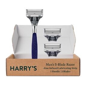 Harry's Razors for Men, Winston Set | Includes a Navy Grip Handle and 2 Razor Blade Refills (DTC Matchbox + 1 count)