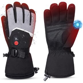 Heated Gloves for Men Rechargeable Waterproof,Machine Washable Heated Ski Glove for Cold Weather,Electric Heating Gloves Winter Hand Warmers Glove for Snow Skiing Hiking Motorcycling Camping