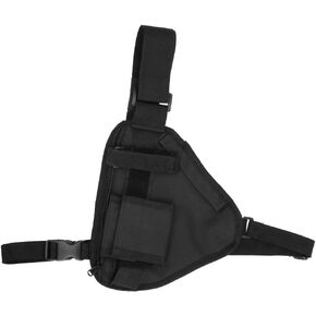 Radio Pouch, Walkie Talkie Portable Vest Chest Bag Pouch Black with Adjustable Strap for Hunting Sports, Production Workshops, Construction Sites, 10.2 x 6.69 in