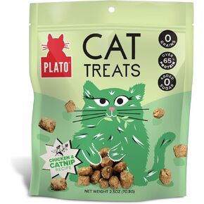PLATO Pet Treats Air-Dried Cat Treats Chicken Recipe, Grain Free, All Natural, Made in The USA, 2.5oz